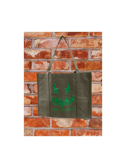 Danny Halloween Gray Tote Bag With Slime Green Logo